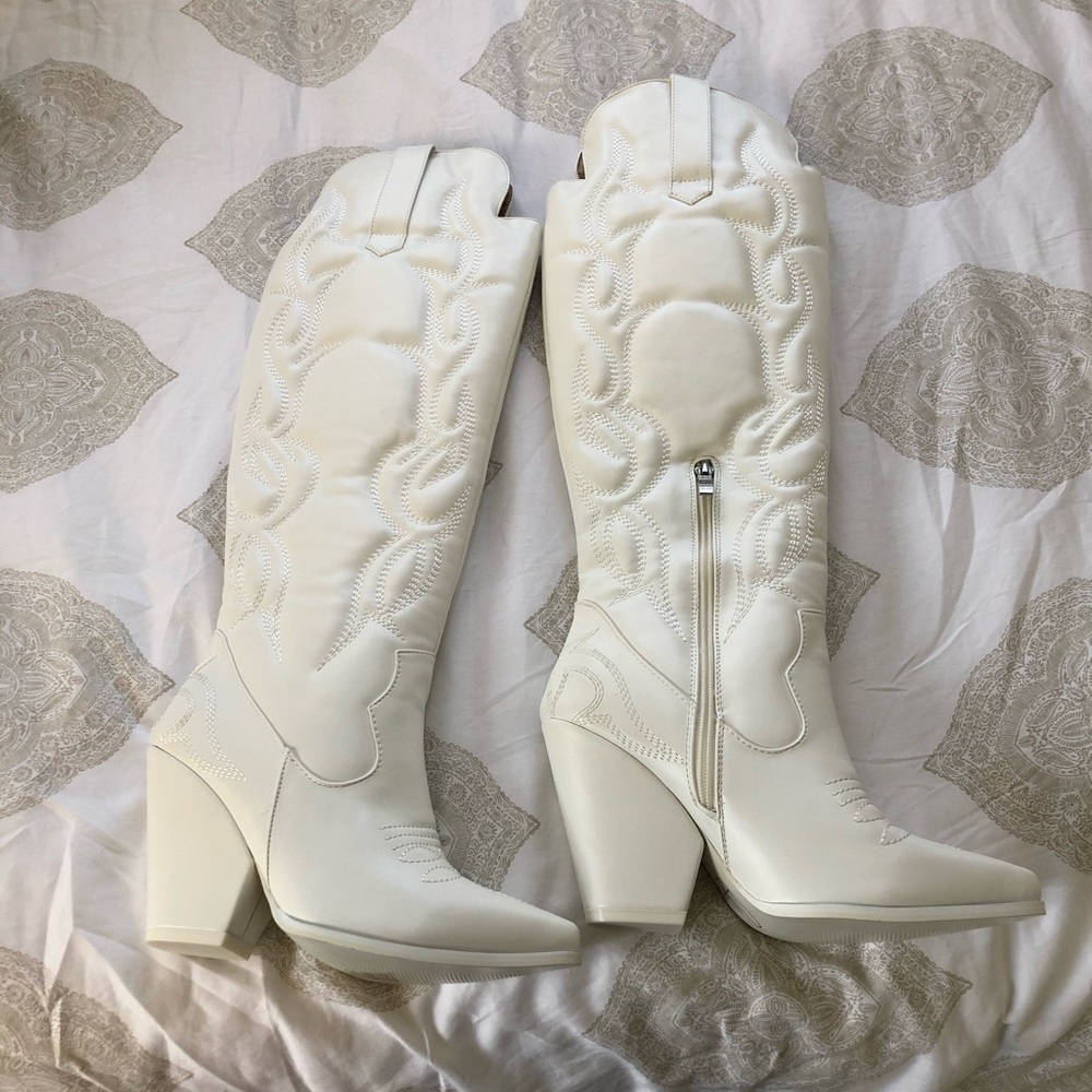 Tall white cowgirl boots